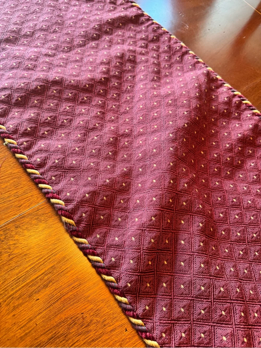 Handmade Heavy Ornate Velvet Cotton Table Runner Regal Red Gold Burgundy RL 89”